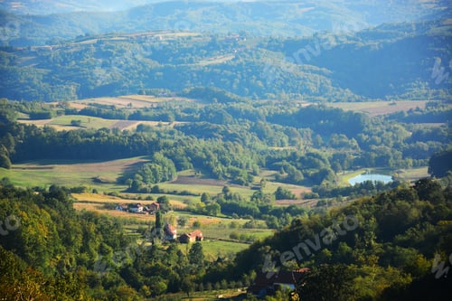 Preview: Landscape Of Meadow Houses And Pastures