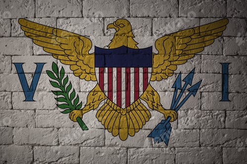 Preview: Closeup Of Grunge Flag Of United States Virgin Islands. Flag With Original Proportions.