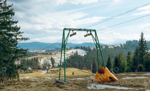 Preview: Ancient Ski Lift. Tourist Journey To The Carpathian Mountains