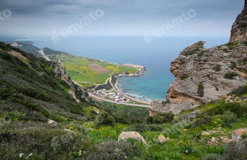 Preview: Dramatic And Beautiful Landscape And Seascape The Top Of A Hill At Eptakomi Area In Kerynia