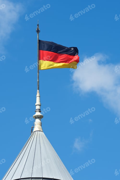 Preview: German National Flag Waving In The Wind.