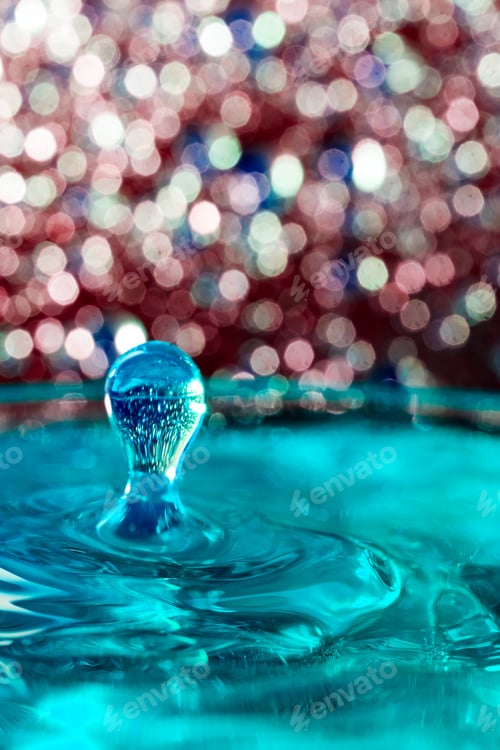 Preview: Abstract, Colorful Composition With Small Bokeh Lights, Water Drops And Water Texture