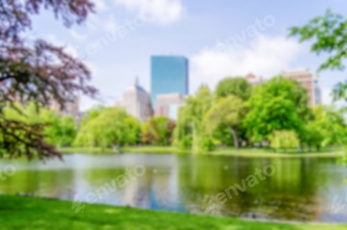 Preview: Defocused Background Of The Boston Public Garden. Intentionally Blurred Post Production For Bokeh