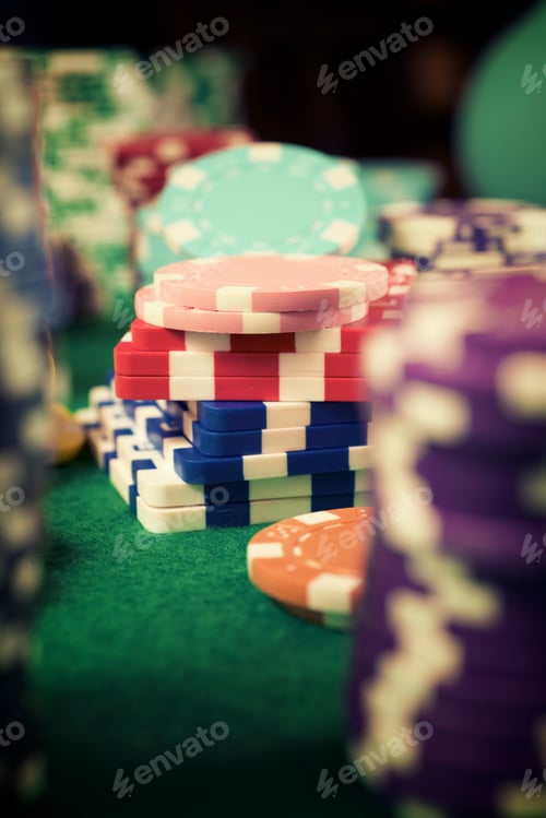 Preview: View Of Casino Chips In A Casino.