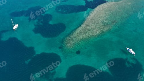 Preview: Aerial Drone Bird'S Eye Top View Photo Of Traditional Fishing Boats In Island Of Mykonos, Cyclades