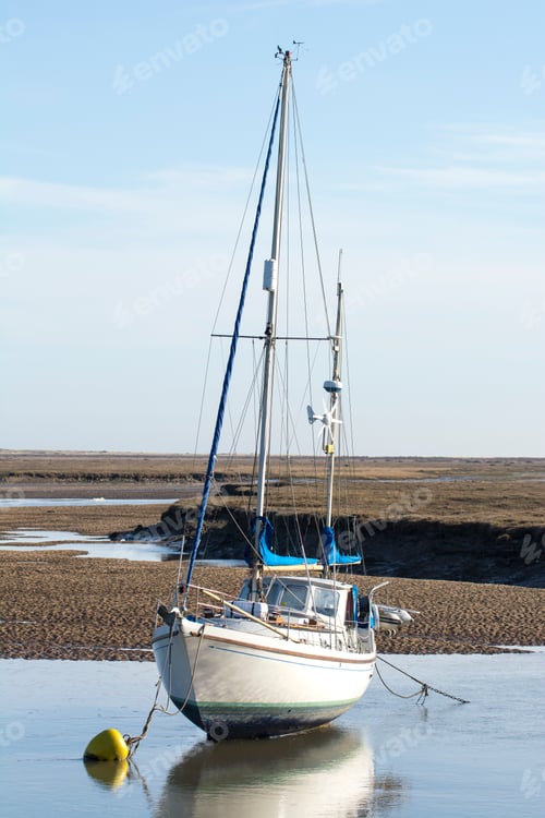 Preview: Small Sailing Boat At Low Tide On The North Norfolk Coast, England