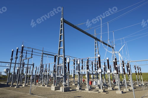 Preview: Electrical Substation With Blue And Clear Sky