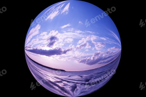 Preview: Abstract Circular Clouds And Ocean Seascape.