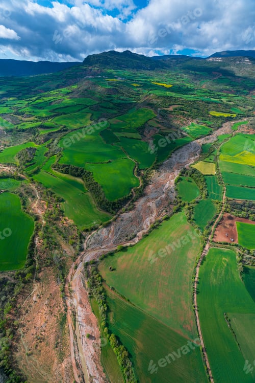 Preview: Agricultural Fields Of Montsec Mountain Range Of The Pre-Pyrenees, Pyrenees Mountains In Lleida