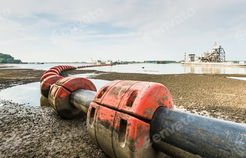Preview: Suction Dredger In A River Sucks Sand And Gravel From The River Bottom And Transports It Via A