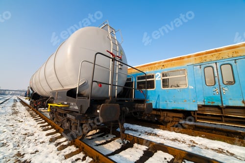 Preview: Petroleum Tank On Railway In A Sunny Winter Day