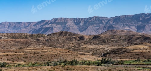 Preview: Landscape With Wide Valleys, Fields And Mountains Near Lalibela In Ethiopia, Africa