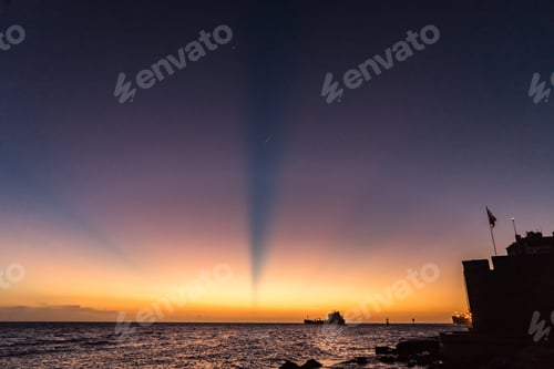 Preview: Sunset With Beams And Rays Curacao, Caribbean Island