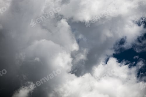 Preview: Beautiful, Fluffy, White And Grey Clouds And Blue Sky