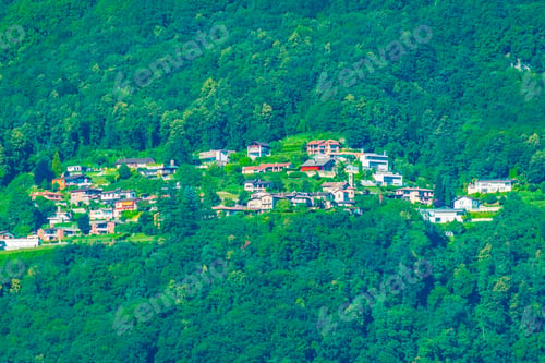 Preview: View Of A Small Village Situated On Lugano Lake, Switzerland