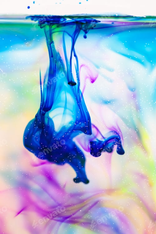 Preview: Abstract Composition With Ink And Small Bubbles. Beautiful Background, Texture And Colors