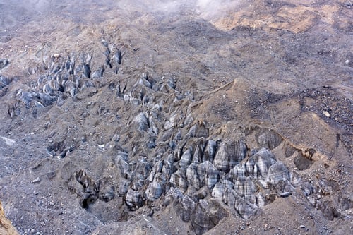 Preview: Glacier At The Foot Of Annapurna At Annapurna Base Camp, Nepal Is Covered With Gravel. This Natural