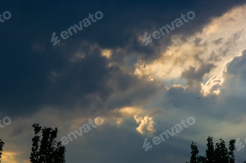 Preview: Landscape With Dramatic Light - Beautiful Golden Sunset With Saturated Sky And Clouds.