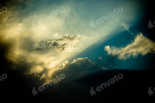 Preview: Landscape With Dramatic Light - Beautiful Golden Sunset With Saturated Sky And Clouds.