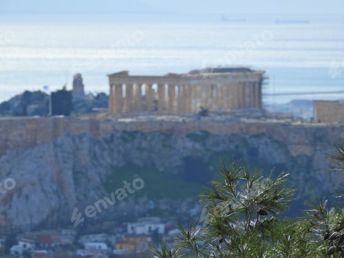 Preview: Zoom Photo Of Iconic Acropolis Hill And The Parthenon As Seen From Lycabettus Hill, Athens Historic