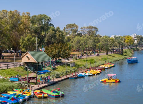 Preview: Colorful Boats At Yarkon River In Tel Aviv.