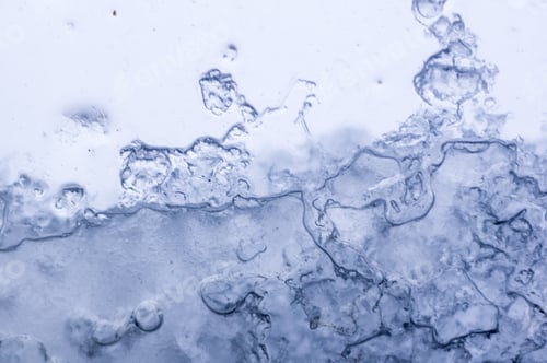Preview: Glass In The Window Covered With Wet Melting Snow, Close-Up, Macro Photo