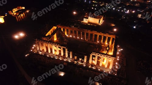 Preview: Night Photo Of Iconic Acropolis Hill And The Parthenon, Athens Historic Center, Attica, Greece