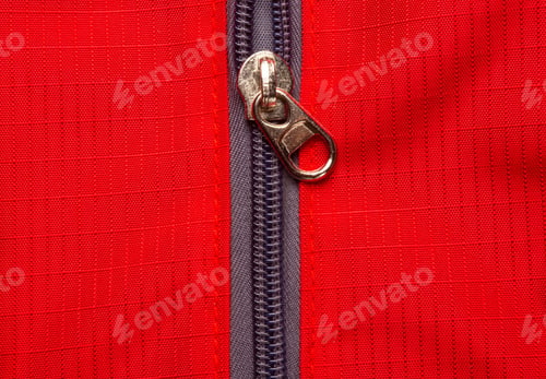 Preview: Closeup Of Buckles, Clasps, Zippers, Pockets, Fasteners, Fittings And Seams In The Red-Black
