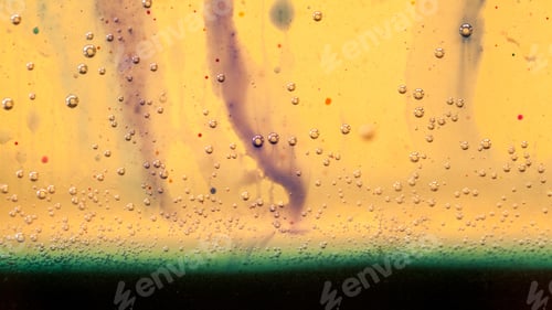 Preview: Abstract Composition With Mix Of Oil, Water And Colorful Ink With Bubbles