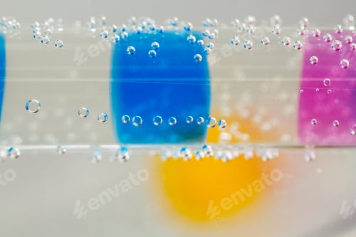 Preview: Abstract Composition With Underwater Tubes With Colorful Jelly Balls Inside And Bubbles