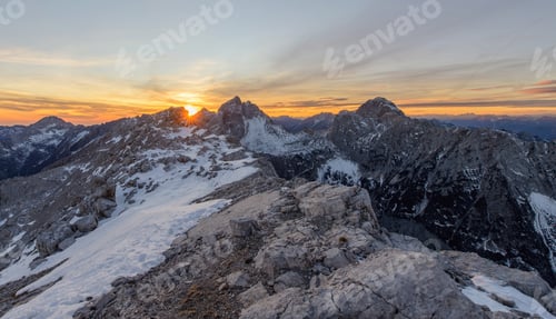 Preview: Beautiful Sunset In The Mountains. Image Was Taken At Mojstrovka Mountain In Julian Alps.