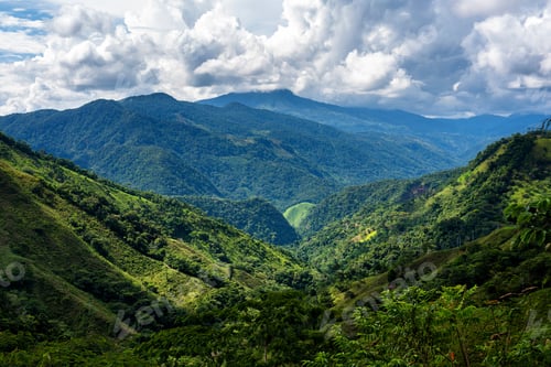 Preview: Panoramic View Of Foggy And Misty Mountains And Highlands In The Countryside Of Colombia Near