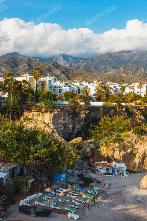 Preview: View Of Beautiful Beach In Nerja, Costa Del Sol, Andalusia, Spain