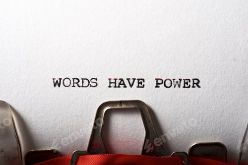 Preview: Words Have Power Phrase Written With A Typewriter.