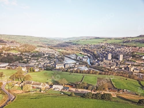 Preview: Aerial View Of Sowerby Bridge From Norland, West Yorkshire, Uk