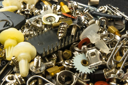 Preview: Techno Backgrounds - Various Bolts, Screws, Washers, Nuts And Other Computer Small Fasteners On