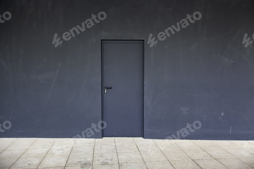 Preview: Blue Metal Storage Room Door, Security And Protection Detail