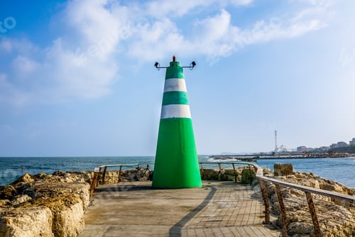Preview: Green Lighthouse In Tel Aviv Marina.