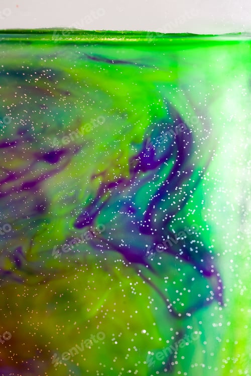 Preview: Abstract Composition With Ink And Small Bubbles. Beautiful Background, Texture And Colors