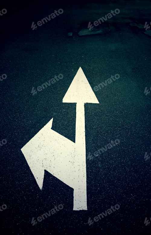 Preview: Directional Arrow On Asphalt,Atextured Background