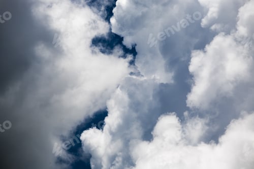 Preview: Beautiful, Fluffy, White And Grey Clouds And Blue Sky