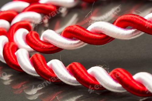 Preview: White And Red Cord With Dark Background