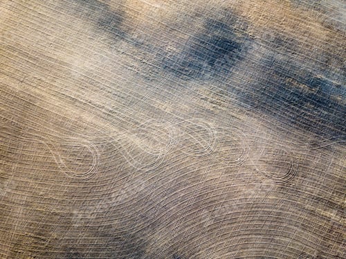 Preview: Drone Image. Aerial View Of Rural Area With Freshly Cultivated Agriculture Fields. Sunny Spring