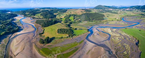 Preview: Aerial View Of Campiezo River In Ria De Ajo Estuary In Ajo Village Of Bareyo Municipality Located