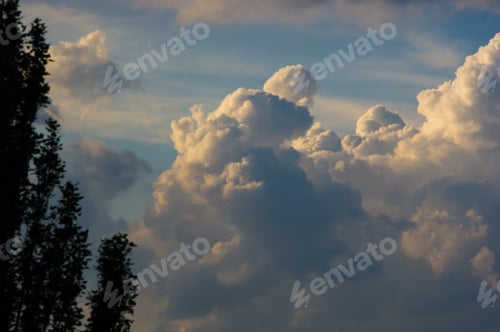 Preview: Landscape With Dramatic Light - Orange Clouds And The Outline Of Trees At Sunset
