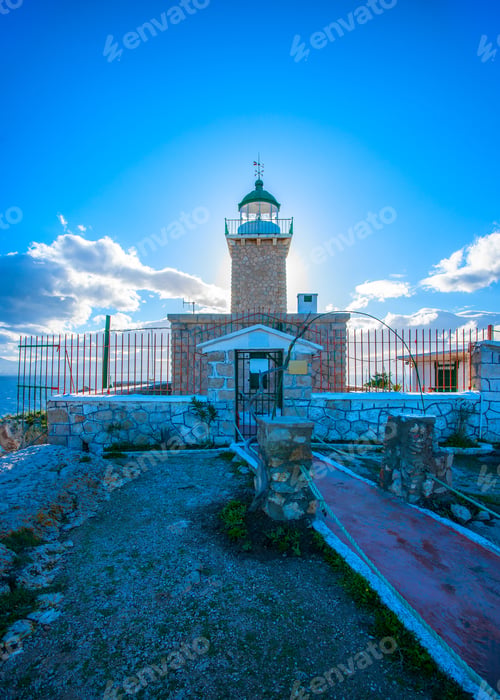 Preview: Very Old Beautiful Stone Made Navy Lighthouse At Heraion Cape Near Perachora Village In Greece