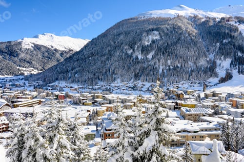 Preview: Landscape Of Winter Resort Davos, Switzerland.
