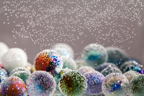 Preview: Abstract Underwater Composition With Colorful Glass Balls, Bubbles And Light