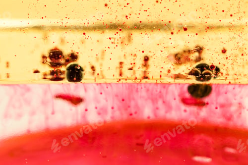 Preview: Abstract Composition With Mix Of Oil, Water And Colorful Ink With Bubbles