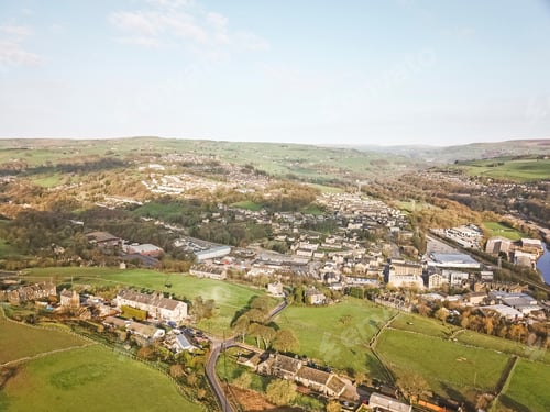 Preview: Aerial View Of Sowerby Bridge From Norland, West Yorkshire, Uk